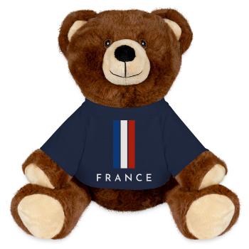Flag of France, French pride - MiniFeet® RecycelBär® Teddy Bear Brown - french navy - Front