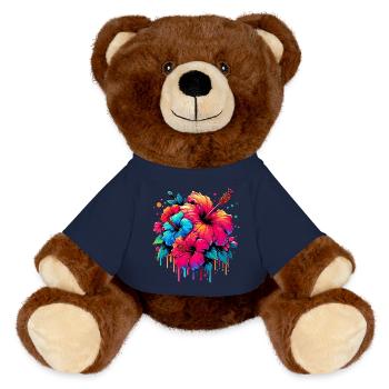 Hibiskusblüten - MiniFeet® RecycelBär® Braun - French Navy - Vorne