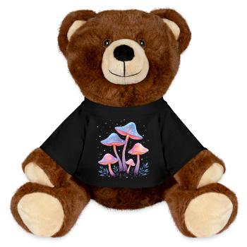 Art mystique de la forêt avec des champignons - Nounours RecycelBär® marron - noir - Devant