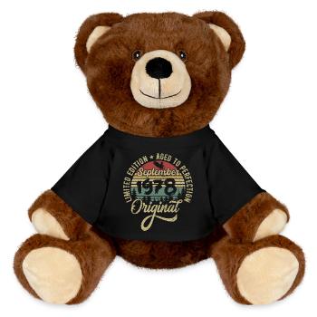 47. Geburtstag September 1978 - 47 Jahre alt - MiniFeet® RecycelBär® Braun - Schwarz - Vorne