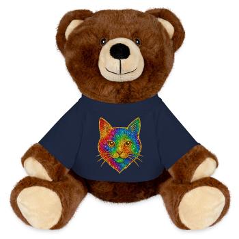 Arc en ciel pailleté chat jante dorée - Nounours RecycelBär® marron - bleu marine - Devant