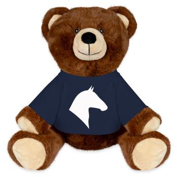 Horse Head Silhouette - MiniFeet® RecycelBär® Teddy Bear Brown - french navy - Front