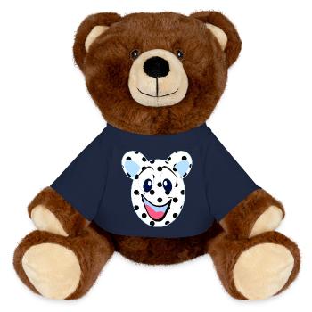 Blauer lachender Bär mit Punkten - MiniFeet® RecycelBär® Braun - French Navy - Vorne