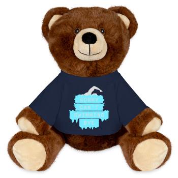 Sorry Can't Swimming Bye Schwimmer Ausrede Humor - MiniFeet® RecycelBär® Braun - French Navy - Vorne