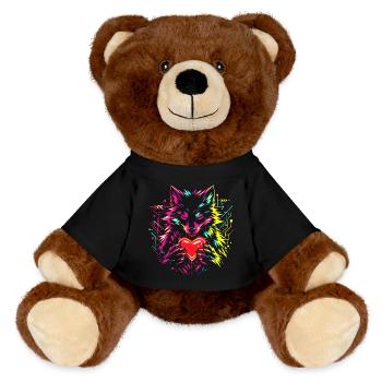 Wolf Umarmt Herz Valentinstag Geschenk - MiniFeet® RecycelBär® Braun - Schwarz - Vorne