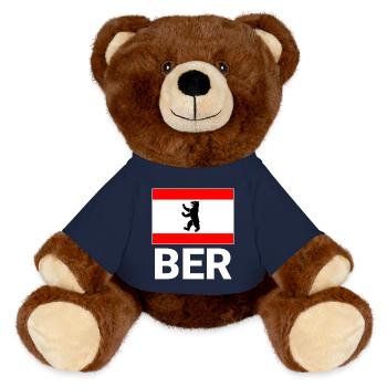 Berliner Flagge mit BER Abkürzung - MiniFeet® RecycelBär® Braun - French Navy - Vorne