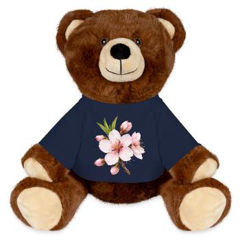 Almond Blossom Pink Spring Flower - MiniFeet® RecycelBär® Teddy Bear Brown - french navy - Front