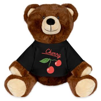 Cherry Fruit Summer Design - MiniFeet® RecycelBär® Teddy Bear Brown - black - Front