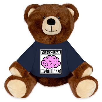 Professional Overthinker Lustig Grübeln Angst Logo - MiniFeet® RecycelBär® Braun - French Navy - Vorne
