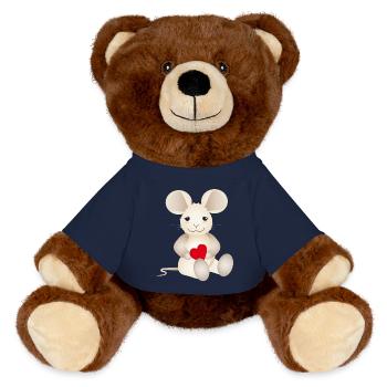 zuckersüße Maus mit einem Herz für Valentinstag - MiniFeet® RecycelBär® Braun - French Navy - Vorne