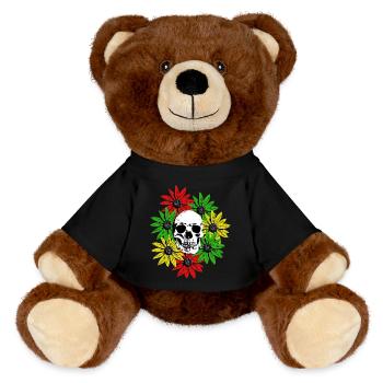 Blumen gerahmter Totenkopf - MiniFeet® RecycelBär® Braun - Schwarz - Vorne
