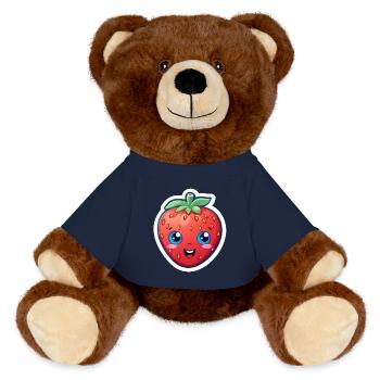 Anime à la fraise - Nounours RecycelBär® marron - bleu marine - Devant