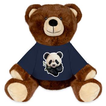 Un panda mâche une branche d’eucalyptus - Nounours RecycelBär® marron - bleu marine - Devant