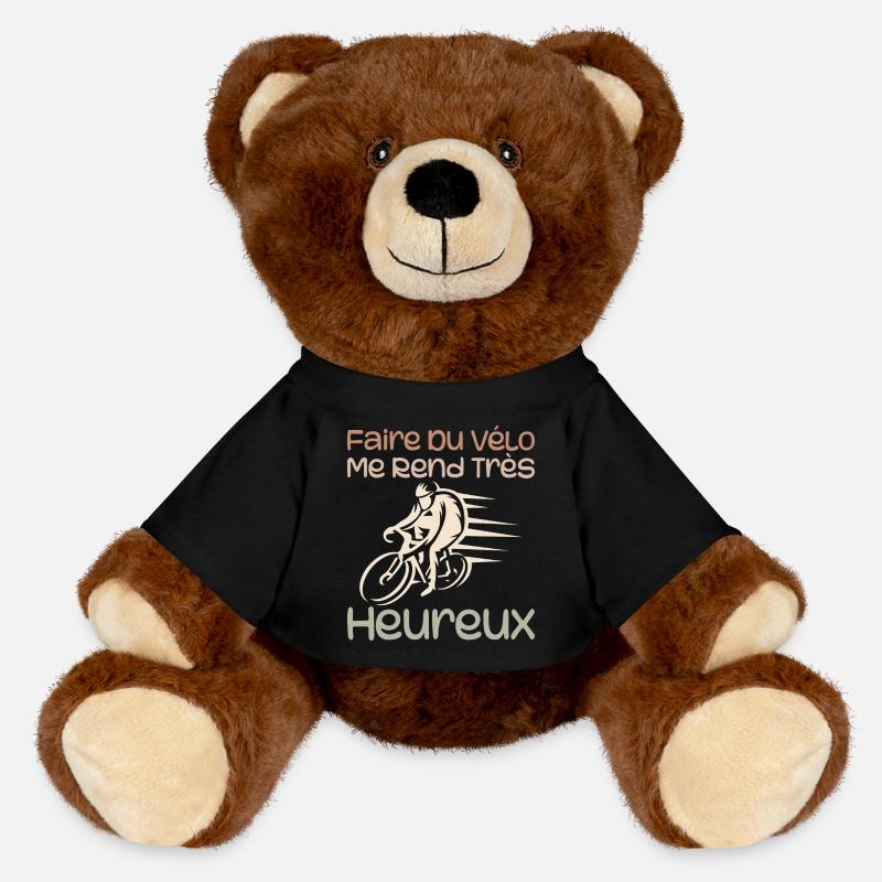 Faire du Vélo Me Rend Très Heureux - Cyclisme - Nounours RecycelBär® marron - noir