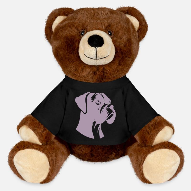 Dog Bird Boxer Silhouette Minimalist - MiniFeet® RecycelBär® Teddy Bear Brown - black