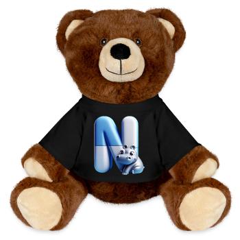Niedliches Nilpferd auf dem Buchstaben N - MiniFeet® RecycelBär® Braun - Schwarz - Vorne