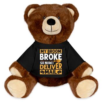 My Broom Broke So Now I Deliver Mail Postal Worker - MiniFeet® RecycelBär® Braun - Schwarz - Vorne