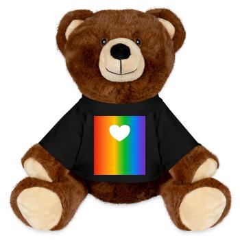 Regenbogen Farbverläufe Farben Herz - MiniFeet® RecycelBär® Braun - Schwarz - Vorne