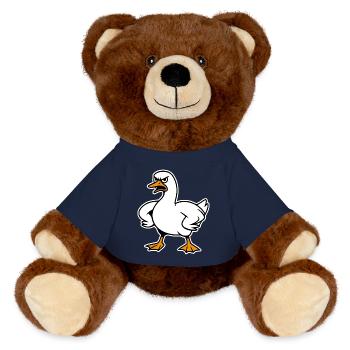 Lustige wütende Gans - MiniFeet® RecycelBär® Braun - French Navy - Vorne