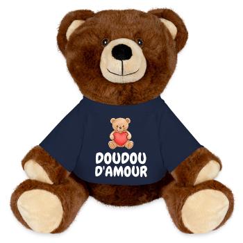 Love Blanket Humor Cute Gift - MiniFeet® RecycelBär® Teddy Bear Brown - french navy - Front