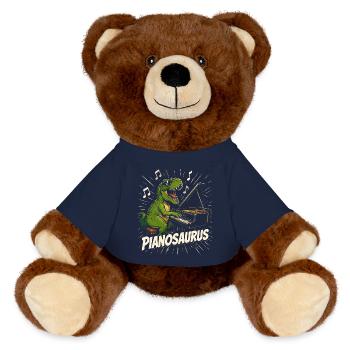 Spaßiger Pianist-Dinosaurier - MiniFeet® RecycelBär® Braun - French Navy - Vorne