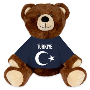 TÜRKEI TÜRKIYE TÜRKISCHE Europa Sport Fan - MiniFeet® RecycelBär® Braun - French Navy - Vorne