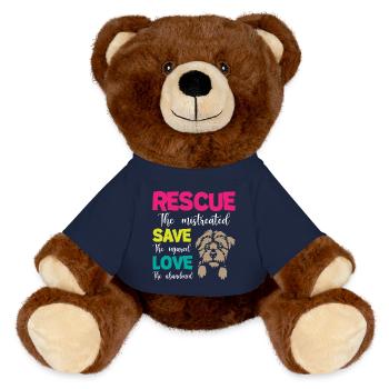 Rescue Save Love Dogs - MiniFeet® RecycelBär® Braun - French Navy - Vorne