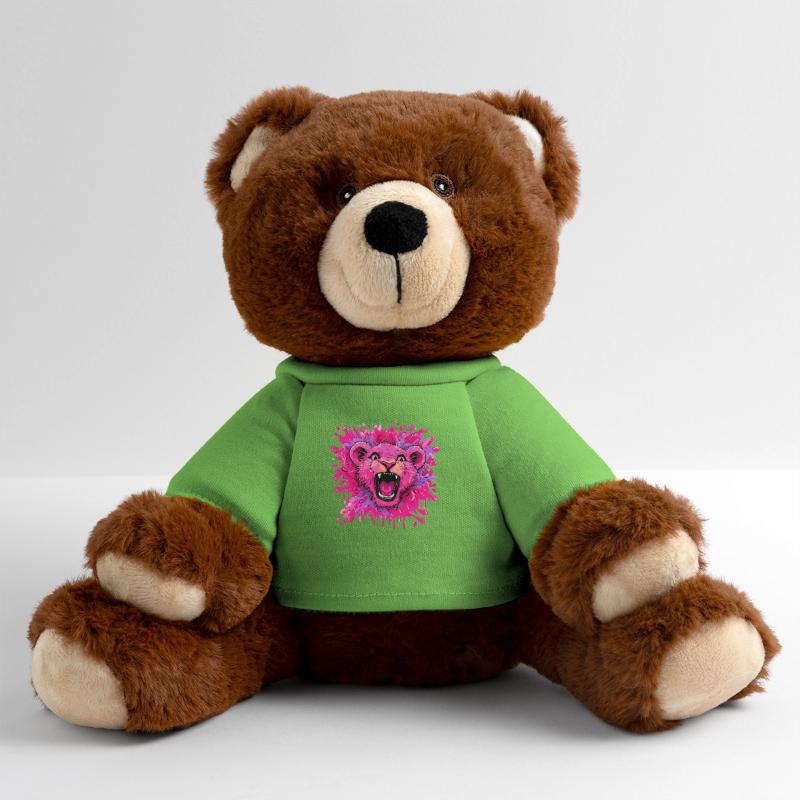 Pinker Löwe im Farbschwall MiniFeet® RecycelBär® Braun