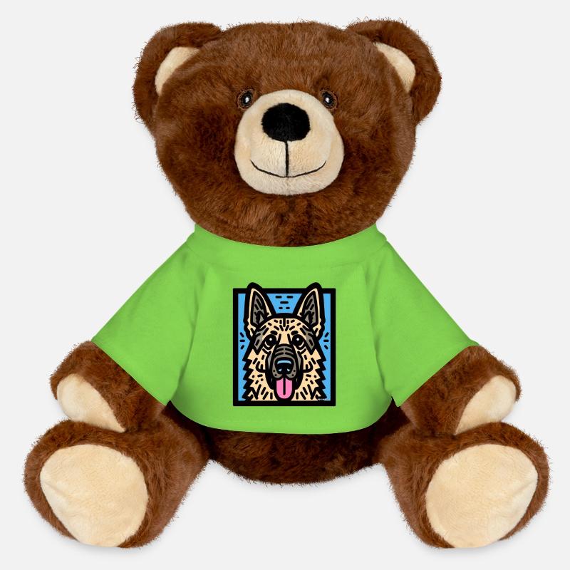 German Shepherd Pop Art - MiniFeet® RecycelBär® Teddy Bear Brown - light green