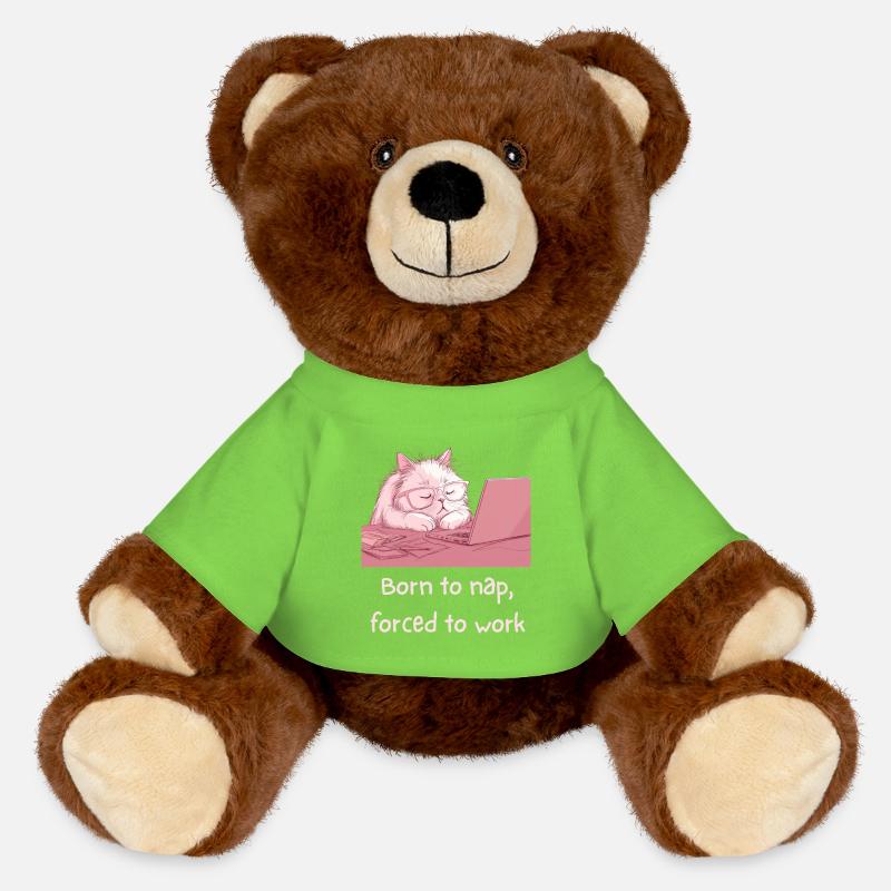 Sleepy_Cat - MiniFeet® RecycelBär® Teddy Bear Brown - light green