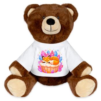 Sleeping fox in crystal cupcake - MiniFeet® RecycelBär® Teddy Bear Brown - light green - Front