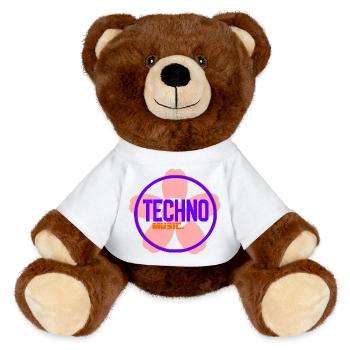 Techno Circle Neon-Logo - MiniFeet® RecycelBär® Braun - Hellgrün - Vorne