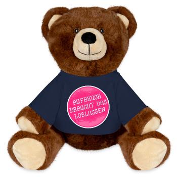 NEUSTART ANFANGEN LOSLASSEN - MiniFeet® RecycelBär® Braun - French Navy - Vorne