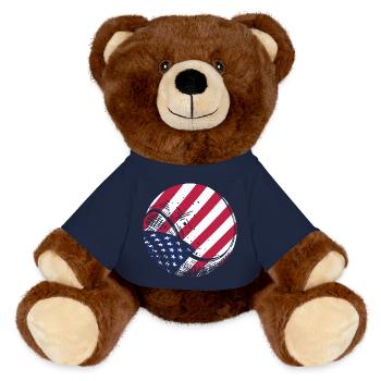 Patriotischer Tennisball Amerikanische Flagge Sportfan Gif - MiniFeet® RecycelBär® Braun - French Navy - Vorne