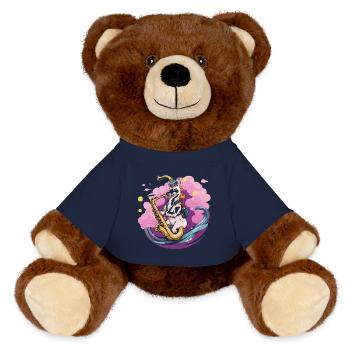 Saxophone unicorn in fog magic - MiniFeet® RecycelBär® Teddy Bear Brown - french navy - Front