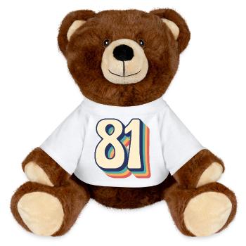 Vintage Retro T-Shirt Nummer 81 Eighty One - MiniFeet® RecycelBär® Braun - Hellgrün - Vorne