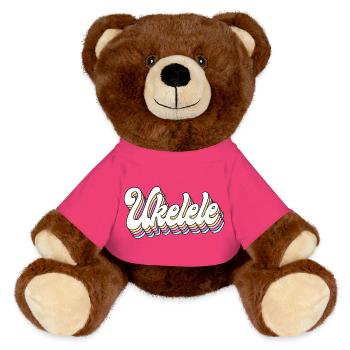 Hawaiian Ukulele Uke Retro Vintage - MiniFeet® RecycelBär® Teddy Bear Brown - pink - Front