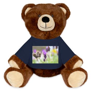 Lavande délicate en fleurs - Nounours RecycelBär® marron - bleu marine - Devant