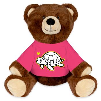 Max_the_turtle - MiniFeet® RecycelBär® Teddy Bear Brown - pink - Front