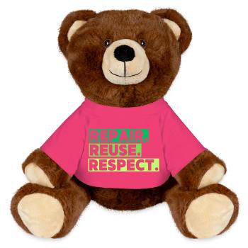 Un thème écologique avec un message - Nounours RecycelBär® marron - rose - Devant