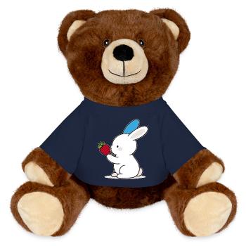 Blau-Ohr-Hase; Häschen mit Erdbeere - MiniFeet® RecycelBär® Braun - French Navy - Vorne