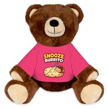 Snooze Burrito Funny Sleep Burrito Design - MiniFeet® RecycelBär® Teddy Bear Brown - pink - Front