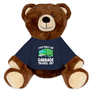 Müllwagen Müllauto Müllmann Mülleimer - MiniFeet® RecycelBär® Braun - French Navy - Vorne