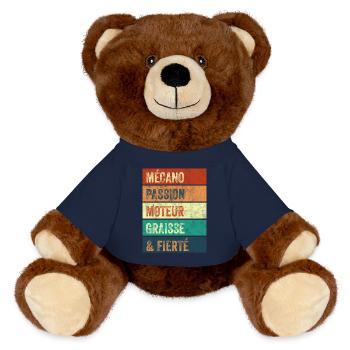 Mécano Passion Moteur - Nounours RecycelBär® marron - bleu marine - Devant