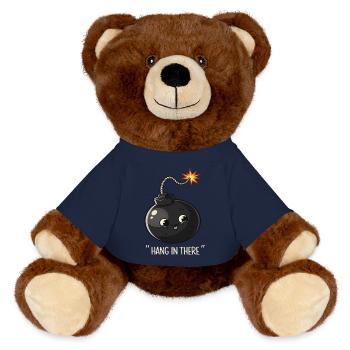 Kawaii Exploding Bomb Comic Design - MiniFeet® RecycelBär® Teddy Bear Brown - french navy - Front
