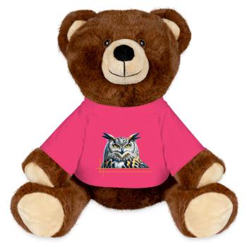 Impressionnant hibou grand-duc - Nounours RecycelBär® marron - rose - Devant