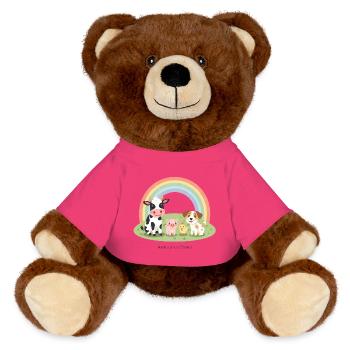 Animals Are Friends Pastell Farm Bauernhof Design - MiniFeet® RecycelBär® Braun - Pink - Vorne