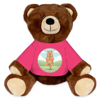 Art de la pleine conscience en posture zen capybara yoga - Nounours RecycelBär® marron - rose - Devant