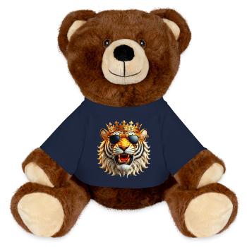 King Tiger with Crown - MiniFeet® RecycelBär® Teddy Bear Brown - french navy - Front