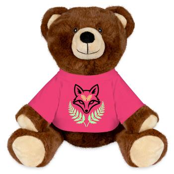 Fuchs Farn Pastell Wald Logo - MiniFeet® RecycelBär® Braun - Pink - Vorne